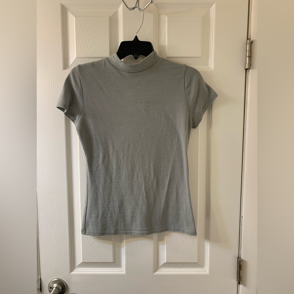 Light sage green short sleeve mock neck